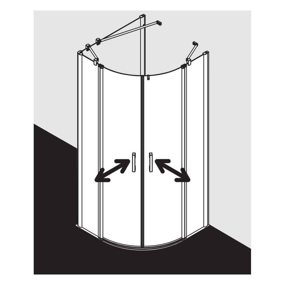 Kermi Duschkabine Pega Viertelkreis Pendel Festfeld P55 2000x900x22mm ESG Klar 6mm... KERMI-PEP5509020VAK 4051484545491 (Abb. 9)