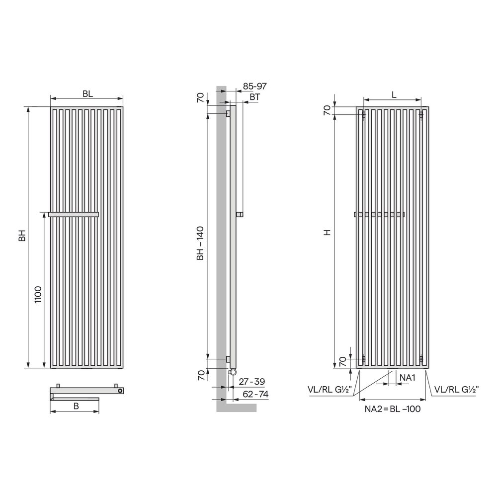 Kermi Arche Plus Designheizkörper vertikal Weiß Seidenglanz 2000x115x570mm Bügel... KERMI-D9N1820570106LK 4063769493281 (Abb. 5)