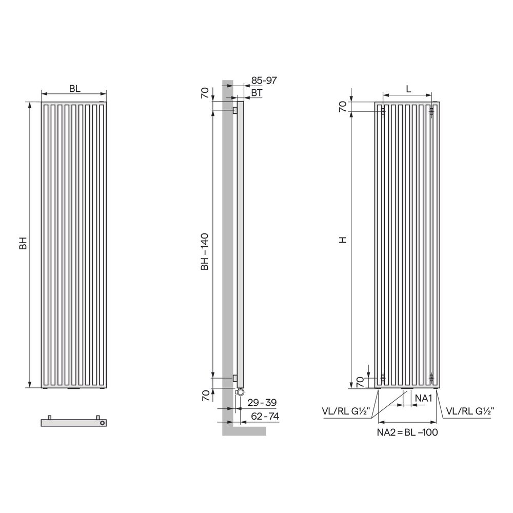 Kermi Arche Designheizkörper vertikal Weiß Seidenglanz 2000x45x670mm 1660W bei 7... KERMI-D9N1720670106XK 4063769492956 (Abb. 3)