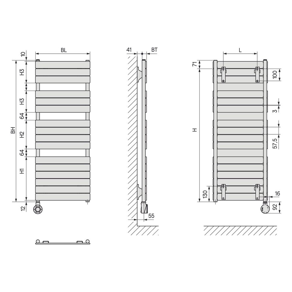 Kermi Aster-E elektrischer Badheizkörper 2137x37x800mm, FWS, 1500W, links, Glanz... KERMI-MBE1021800254XK 4063769268094 (Abb. 2)