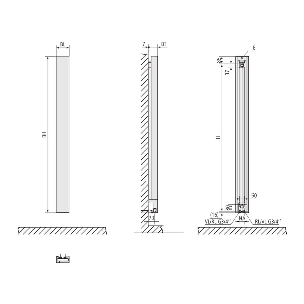 Kermi Decor-Arte Plan Designheizkörper 1800x150x100mm strukturweiß... KERMI-D1N10180015HXXK  (Abb. 3)