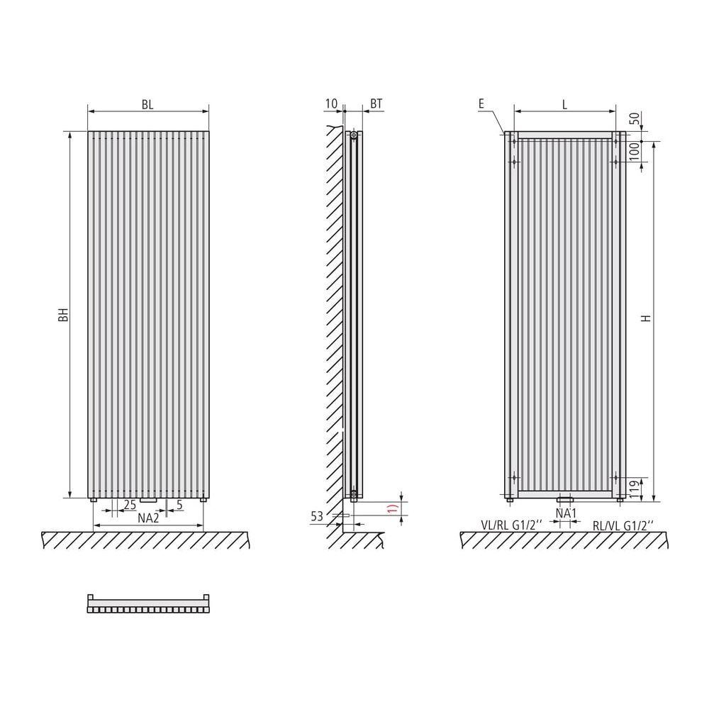 Kermi Decor-Arte Pure vertikal Designheizkörper 1800x895x96mm strukturweiß... KERMI-D3N1V180090HXXK  (Abb. 4)