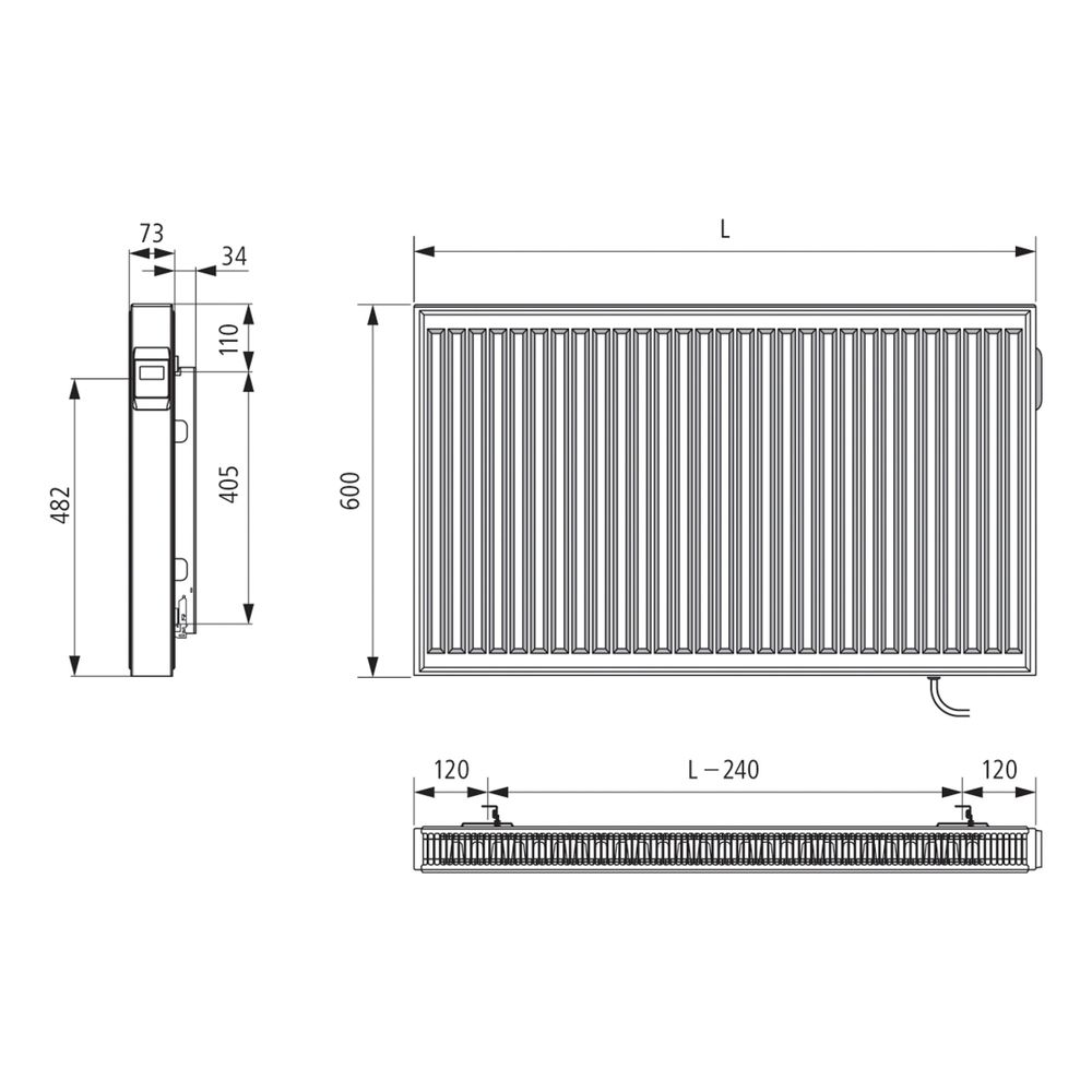 Kermi E-Panel Profil elektrischer Flachheizkörper 600x73x500mm 500W ohne Stecker... KERMI-F1E21060050JS4K 4051487926075 (Abb. 9)