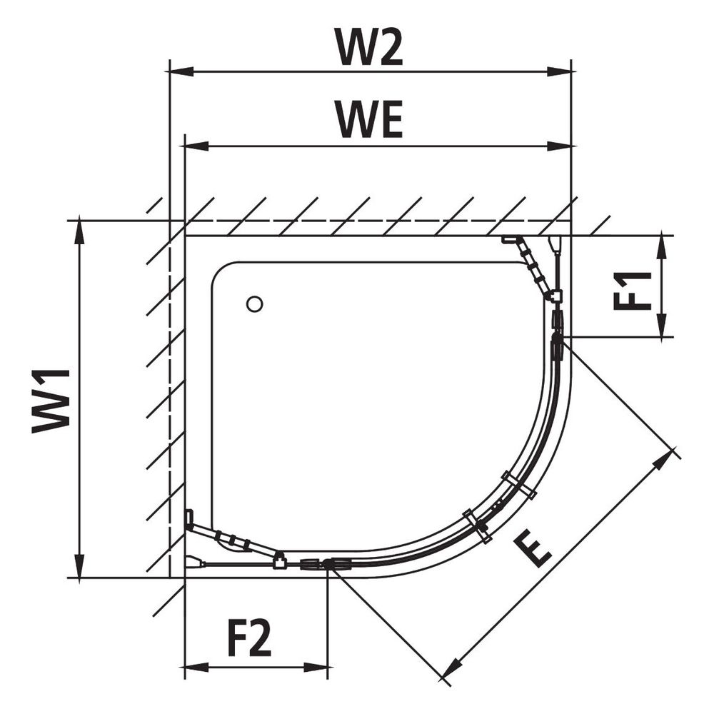 Kermi Duschkabine Filia XP Viertelkreis Pendel Festfeld P50 2000x900x31mm V42 ESG ... KERMI-FXP50V4220VPK 4051484190028 (Abb. 6)