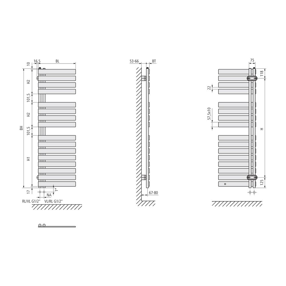Kermi Credo Half flat Designheizkörper 1834x37x600mm, Ausführung rechts, 844W be... KERMI-EAN1A1800602RXK 4063769221754 (Abb. 6)