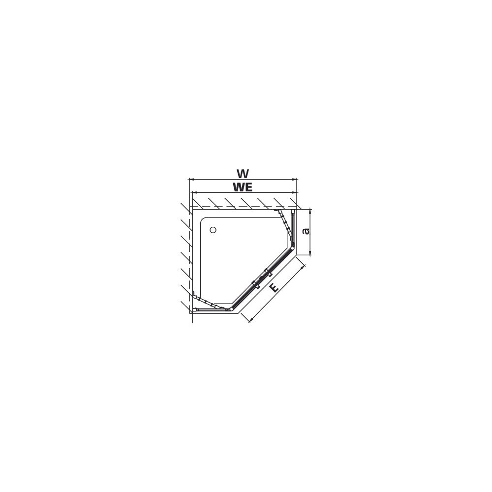 Kermi Duschkabine Ibiza 2000 Fünfeck Pendeltür Festfeld B45 1850x900x24mm ESG Klar... KERMI-I2B45090181AK 4046383492274 (Abb. 3)