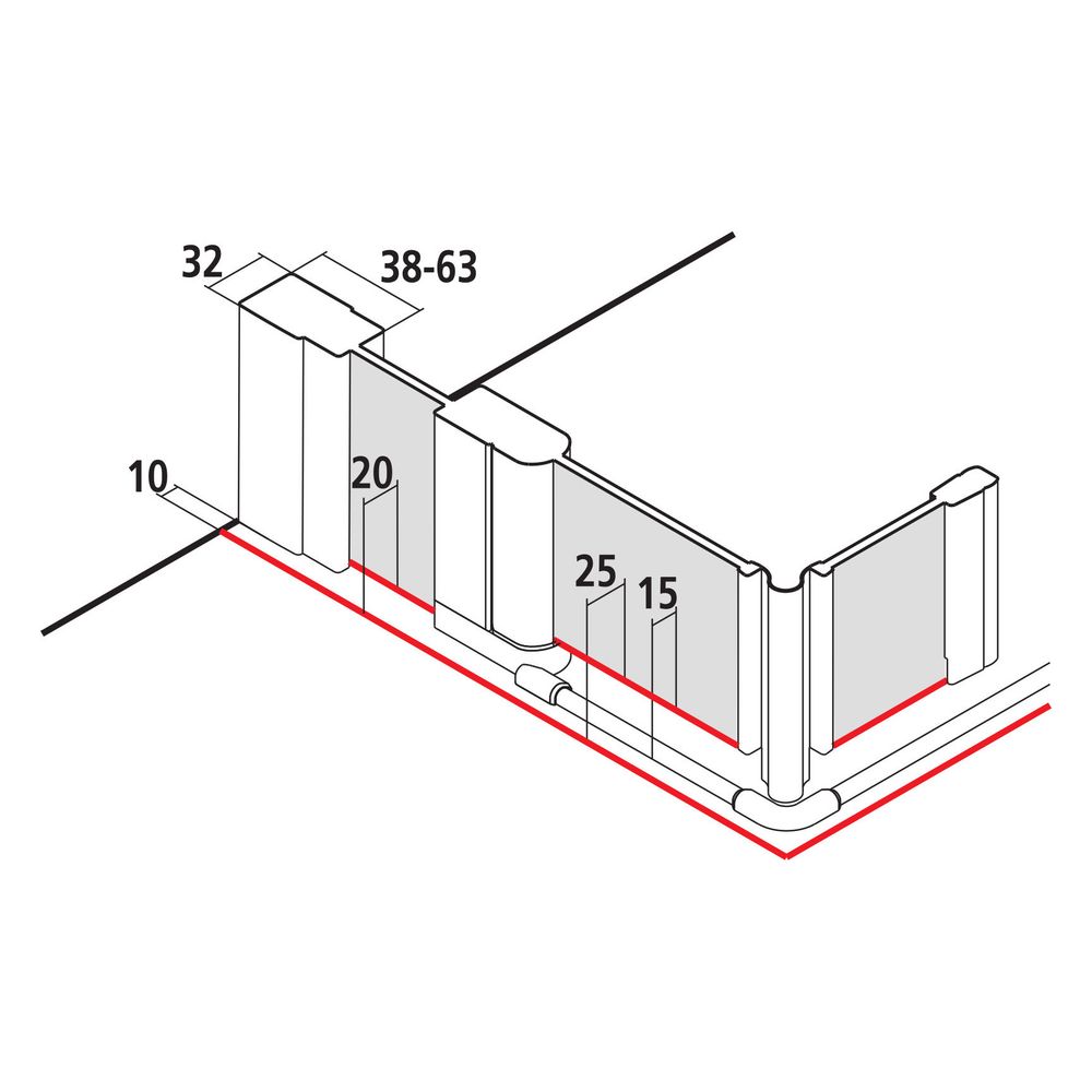Kermi Duschkabine Liga U-Form Pen/Falt. Festfeld F2U 2000x885-910x32mm ESG Klar 5... KERMI-LIF2U093201AK 4051484579229 (Abb. 16)