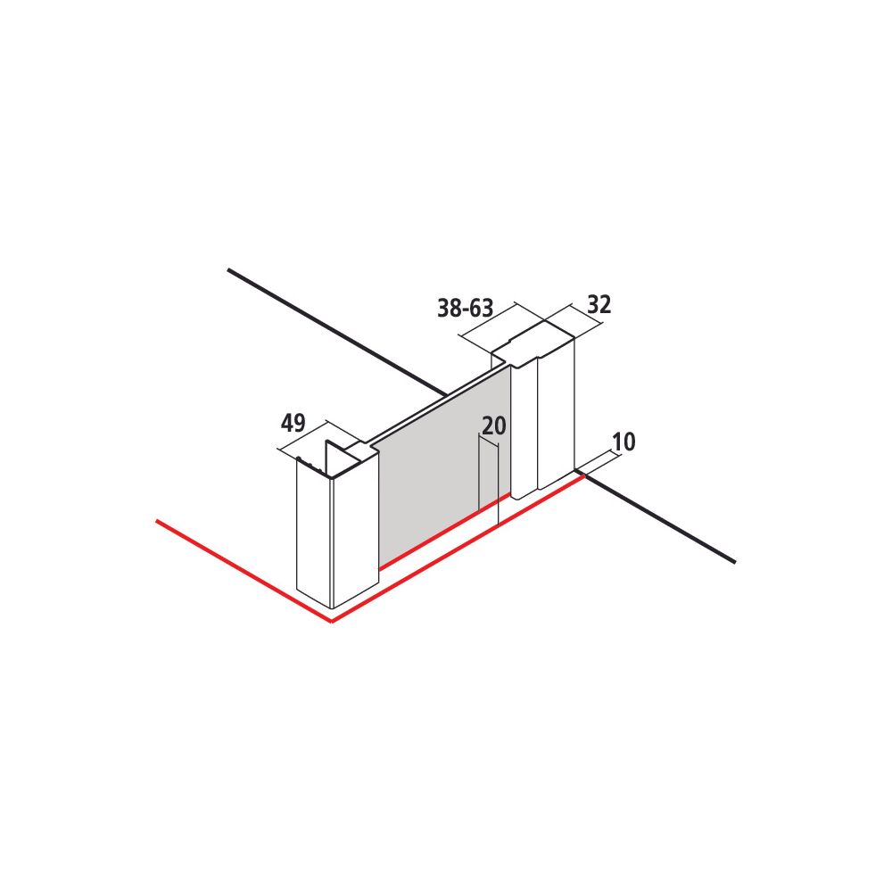 Kermi Seitenwand Liga TWD 2000x900x32mm ESG Klar 5mm Silber Mattglanz Anschlag lin... KERMI-LITWD090201AK 4051484410393 (Abb. 4)
