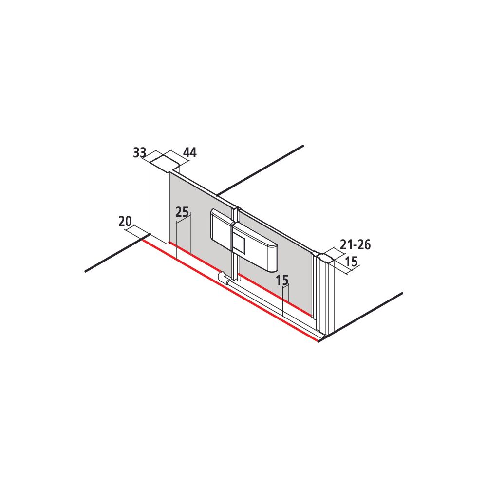 Kermi Duschkabine Mena Pendeltür 1F mit Festfeld 1FL 2000x800x33mm ESG Klar 6mm Si... KERMI-ME1FL08020VAK 4051484860846 (Abb. 3)