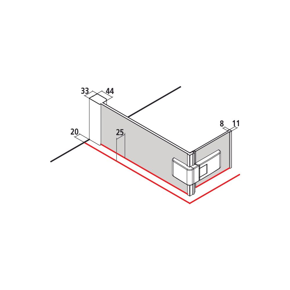 Kermi Walk-In Wall Mena beweglich Flügel T1R 2000x1000x33mm ESG Klar 6mm Schwarz S... KERMI-MET1R100203AK 4051484893028 (Abb. 3)
