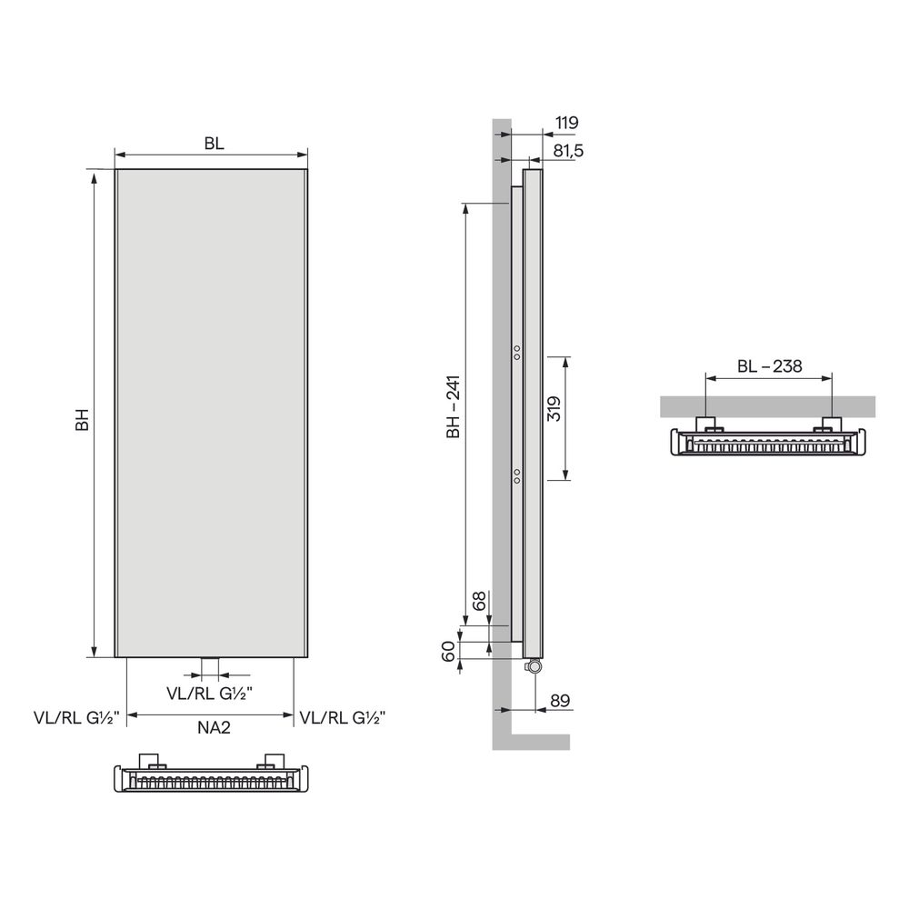 Kermi Niva Soft Designheizkörper vertikal Typ 21 2020x119x740mm, 2417W bei 75/65... KERMI-D8N2R20700508XK 4063769630235 (Abb. 4)