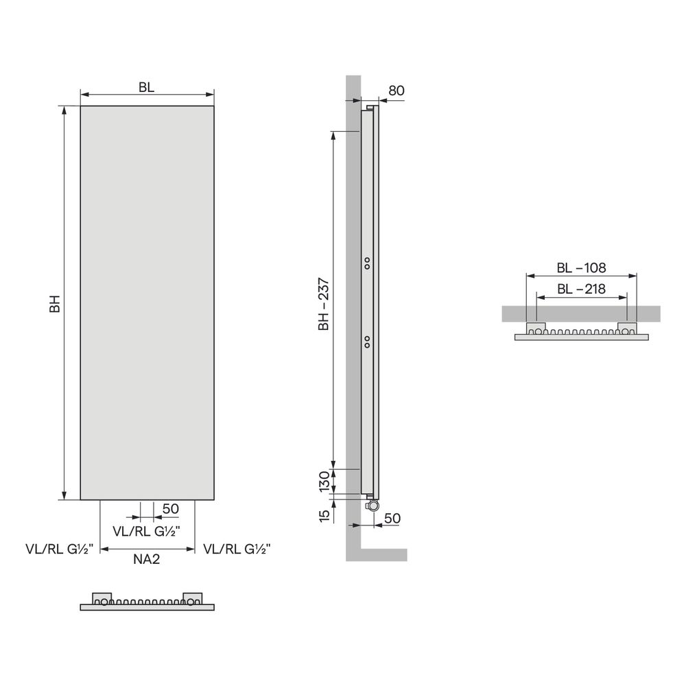 Kermi Niva Designheizkörper vertikal Typ 11 1220x80x520mm, 815W bei 75/65/20 Gra... KERMI-D8N1V12500408XK 4063769639429 (Abb. 4)