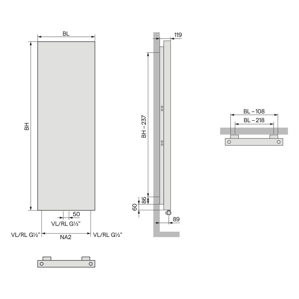 Kermi Niva Designheizkörper vertikal Typ 21 1820x119x620mm, 1935W bei 75/65/20 G... KERMI-D8N2V18600108XK 4063769639016 (Abb. 5)