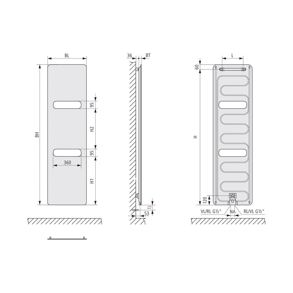 Kermi Oni Designheizkörper 2000x33x500mm 815W bei 75/65/20 Grad C, Weiß... KERMI-FPN112000502XXK 4037486268125 (Abb. 7)