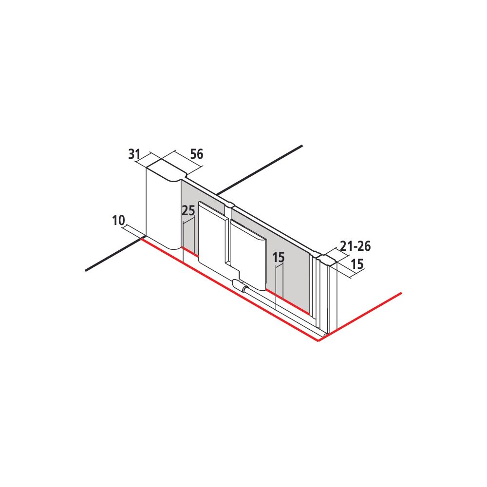 Kermi Duschkabine Pasa XP Pendeltür 1F mit Festfeld 1TR 2000x1000x31mm ESG Klar 8m... KERMI-PX1TR10020VPK 4046383910631 (Abb. 2)