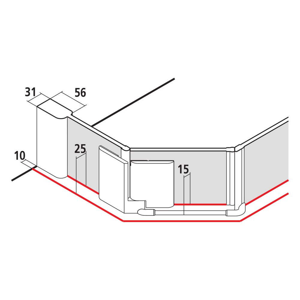 Kermi Duschkabine Pasa XP Fünfeck Pendeltür Festfeld R43 1850x900x31mm ESG Klar 8m... KERMI-PXR43090181AK 4046383926038 (Abb. 7)