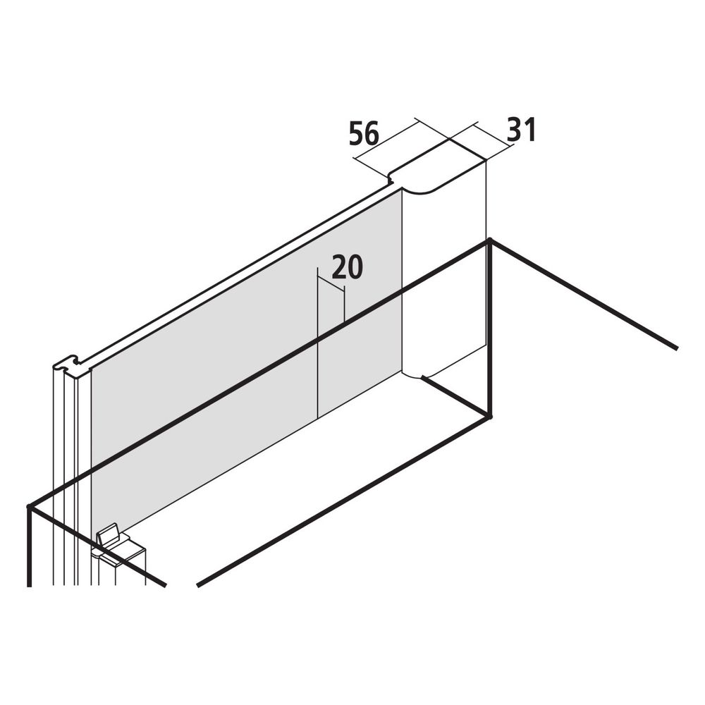 Kermi Seitenwand Pasa XP verkürzt neben Badewanne TVD 1600x900x31mm ESG Klar 8mm S... KERMI-PXTVD090161AK 4046383874162 (Abb. 6)