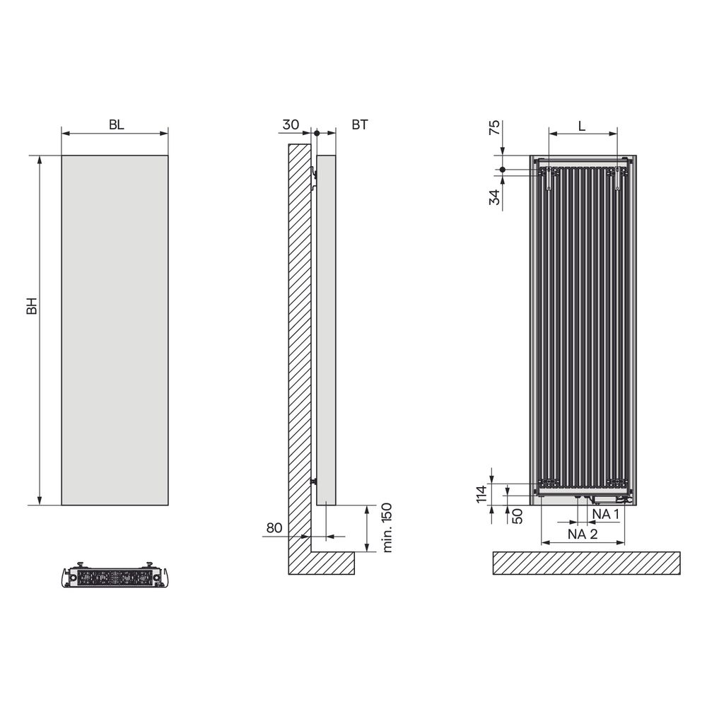 Kermi Pateo Flair Designheizkörper vertikal 1870x102x670mm, 1154W bei 45/35/20 G... KERMI-PSR2L19670108XK 4063769545997 (Abb. 3)