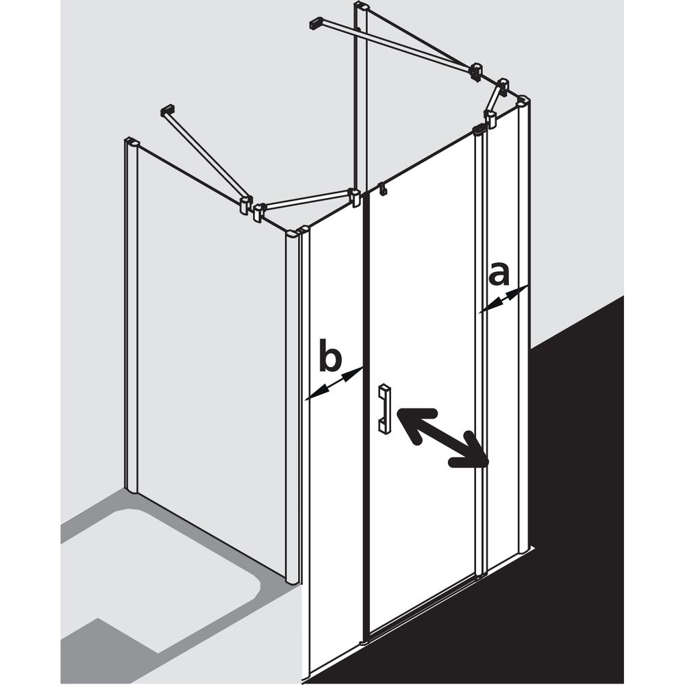 Kermi Duschkabine Pega Pendeltür 1F mit Festfeld 1AR 1850x1400x22mm ESG Klar 6mm S... KERMI-PE1AR14018VPK 4051484502234 (Abb. 2)