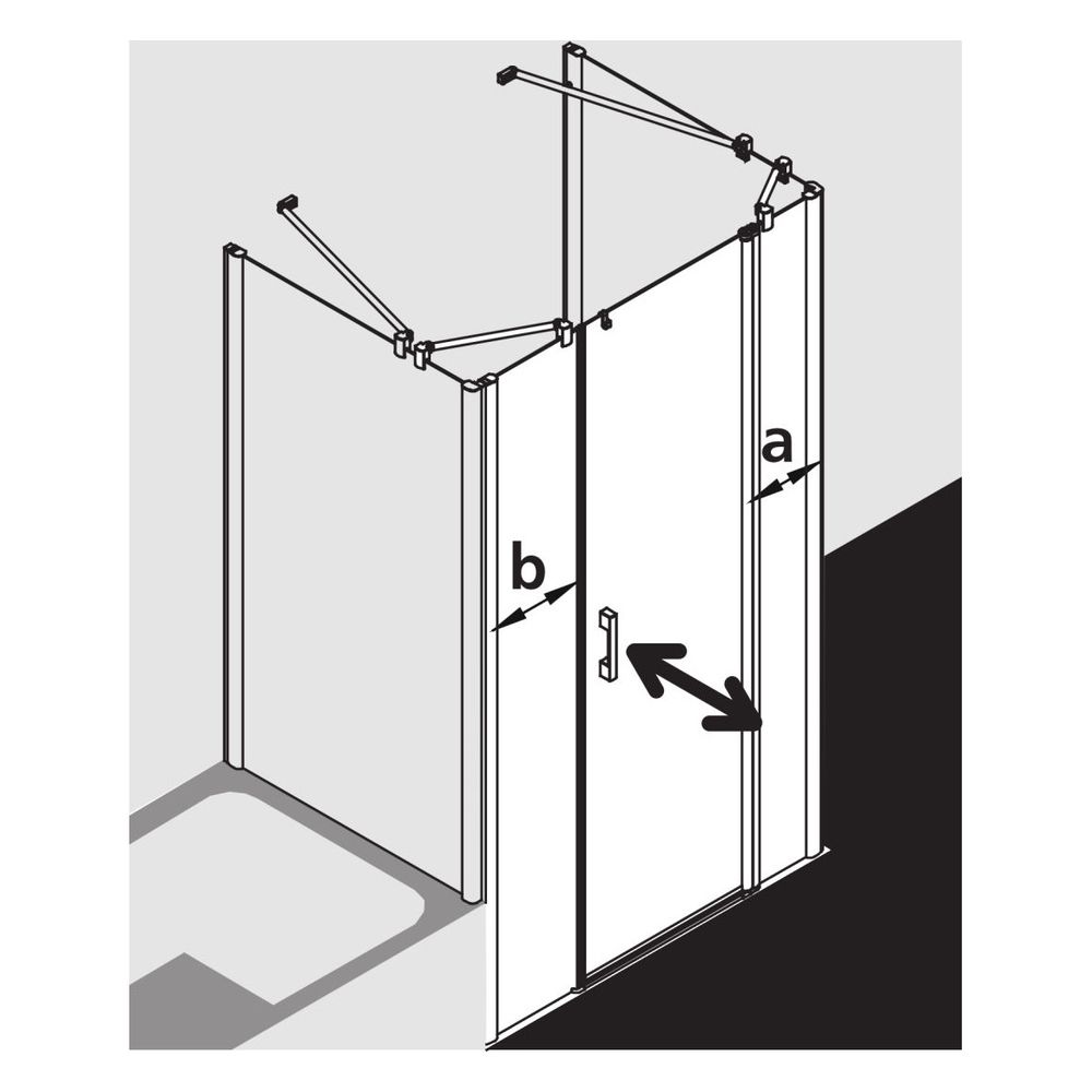 Kermi Duschkabine Pega Pendeltür 1F mit Festfeld 1AR 1850x1400x22mm ESG Klar 6mm S... KERMI-PE1AR14018VPK 4051484502234 (Abb. 4)
