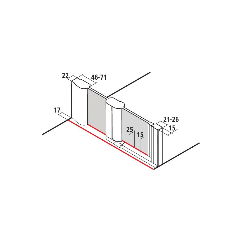 Kermi Duschkabine Pega Pendeltür 1F mit Festfeld 1GR 2000x1000x22mm ESG Klar 6mm S... KERMI-PE1GR10020VPK 4051484510734 (Abb. 2)