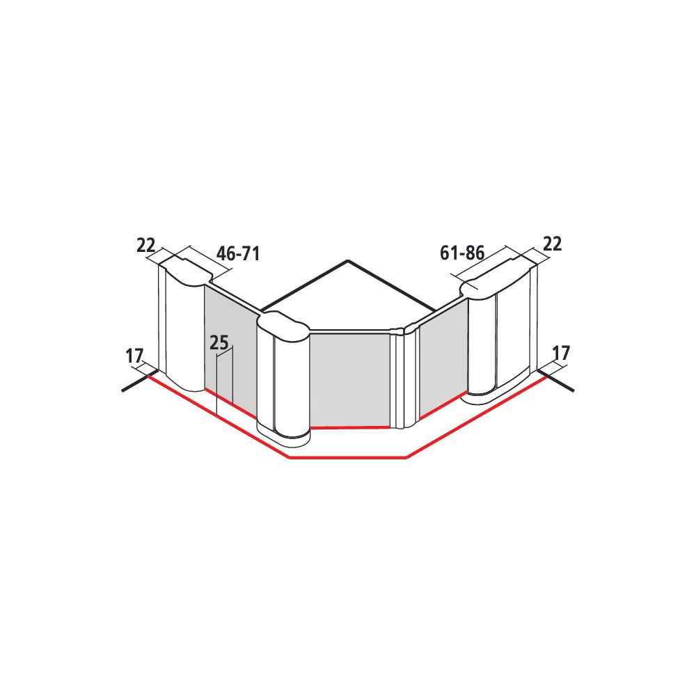 Kermi Duschkabine Pega Fünfeck Pendeltür Festfeld 53L 1850x1000x22mm ESG Klar 6mm ... KERMI-PE53L10018VAK 4051484528791 (Abb. 2)