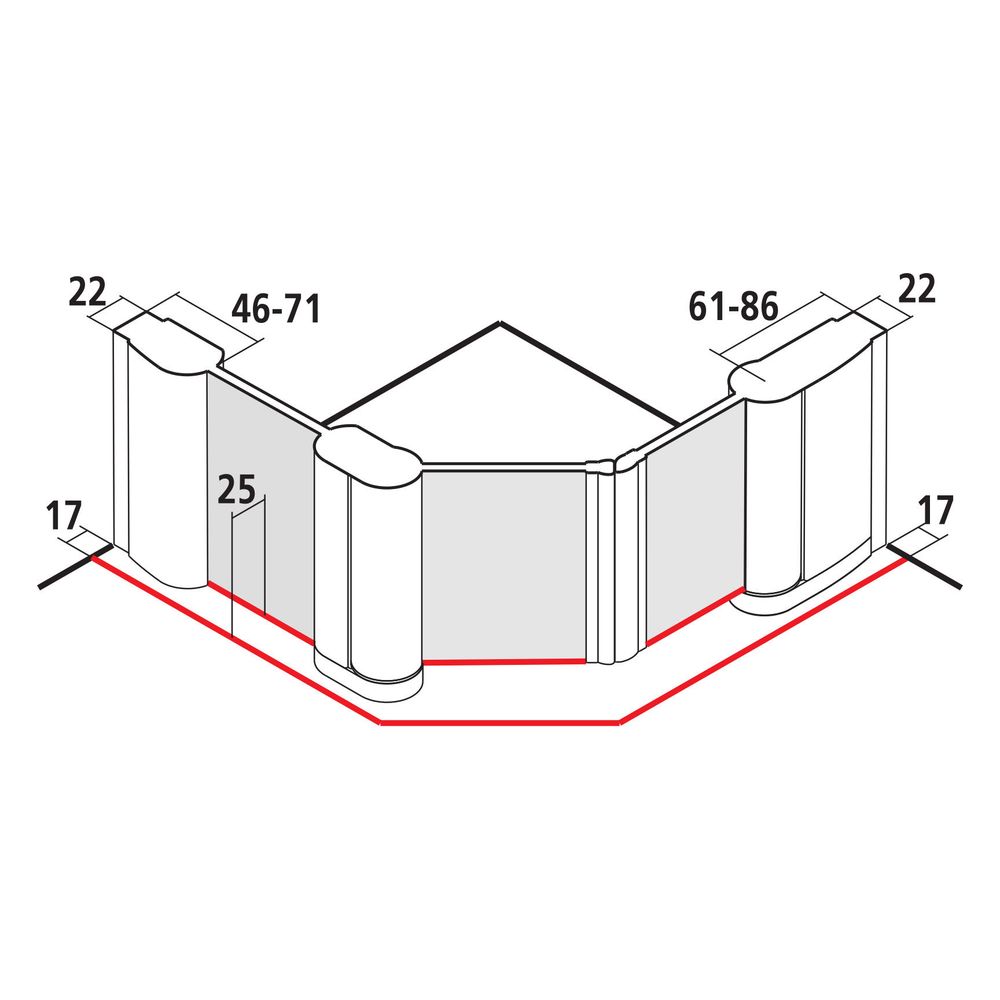 Kermi Duschkabine Pega Fünfeck Pendeltür Festfeld 53L 1850x1000x22mm ESG Klar 6mm ... KERMI-PE53L10018VAK 4051484528791 (Abb. 5)