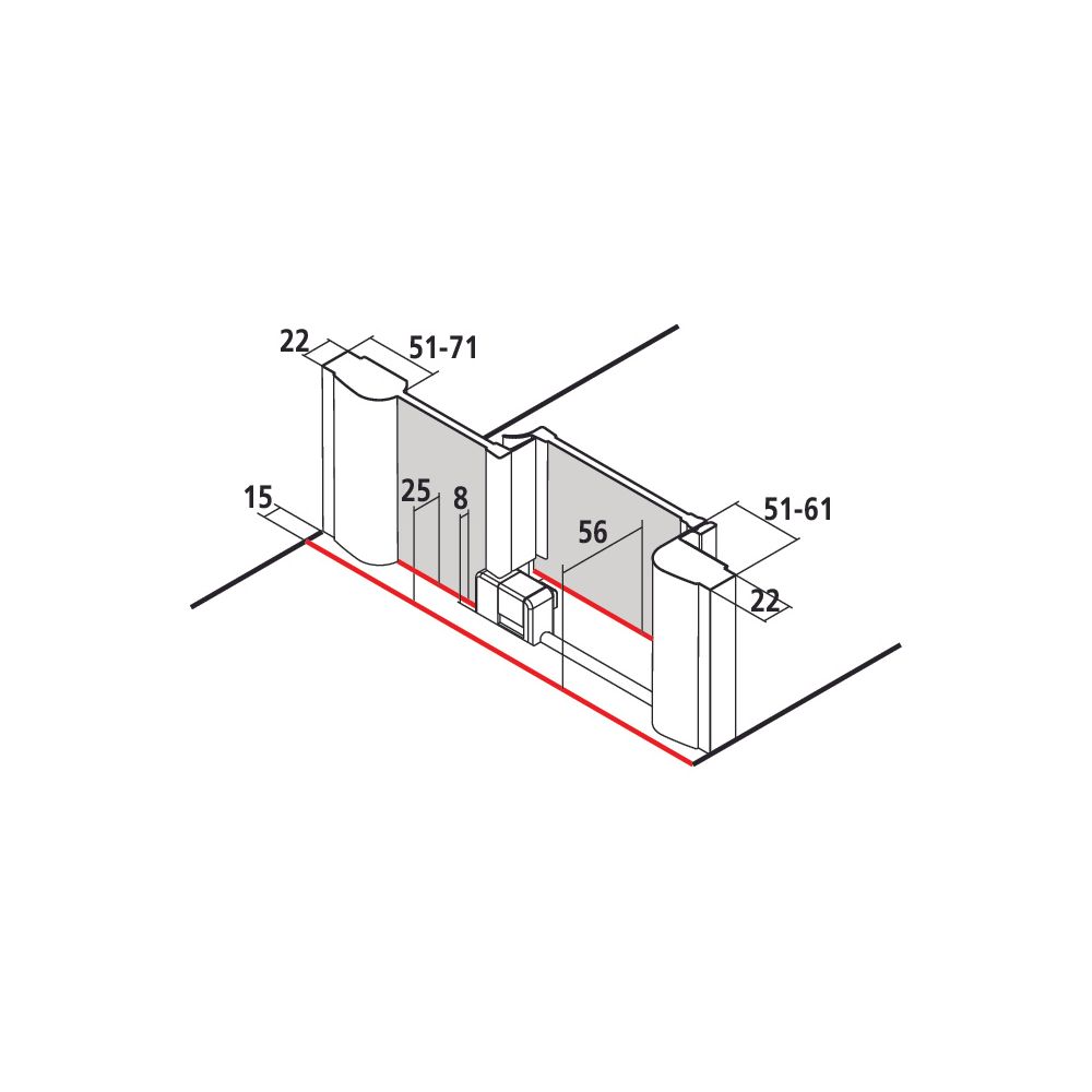 Kermi Duschkabine Pega Gleittür 2T bodenfrei Festfeld D2R 2000x1700x27mm ESG Klar ... KERMI-PED2R17020VAK 4051484537519 (Abb. 2)