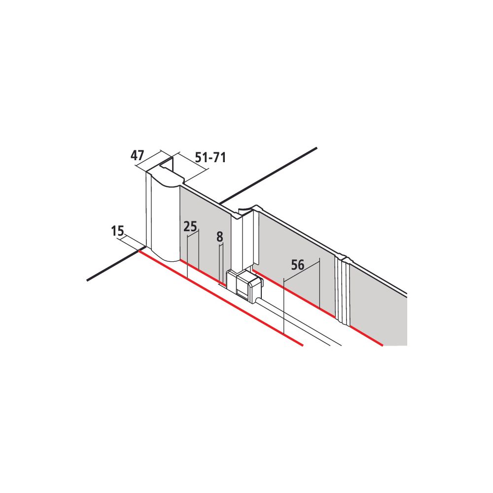 Kermi Duschkabine Pega Gleittür 4T bodenfrei Festfeld D4B 2000x1600x47mm ESG Klar ... KERMI-PED4B16020VAK 4051484539117 (Abb. 2)