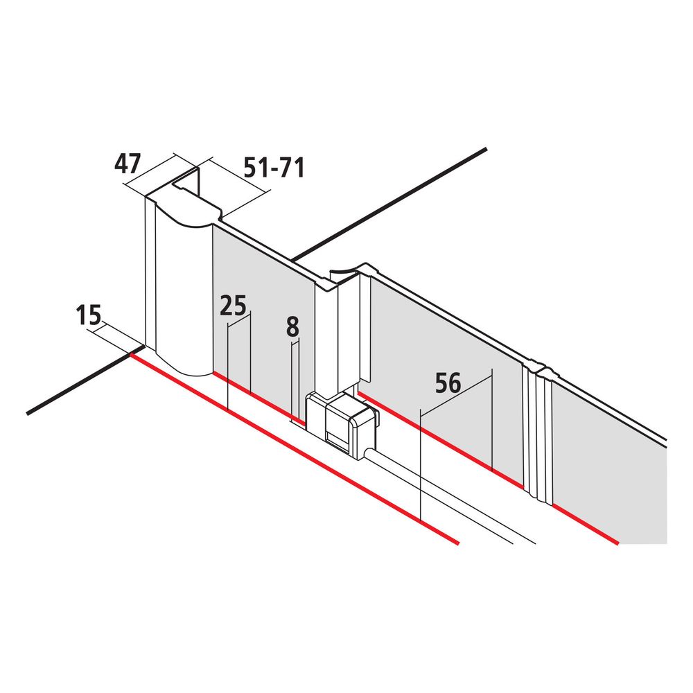 Kermi Duschkabine Pega Gleittür 4T bodenfrei Festfeld D4B 2000x1600x47mm ESG Klar ... KERMI-PED4B16020VAK 4051484539117 (Abb. 7)