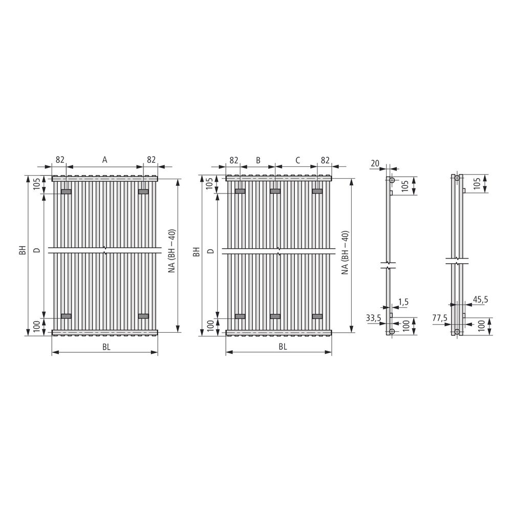 Kermi Pio Röhrenheizkörper zweilagig 1800x64x604mm, 1772W bei 75/65/20 Grad C, G... KERMI-E6N2V180060WXXK 4063769161029 (Abb. 8)