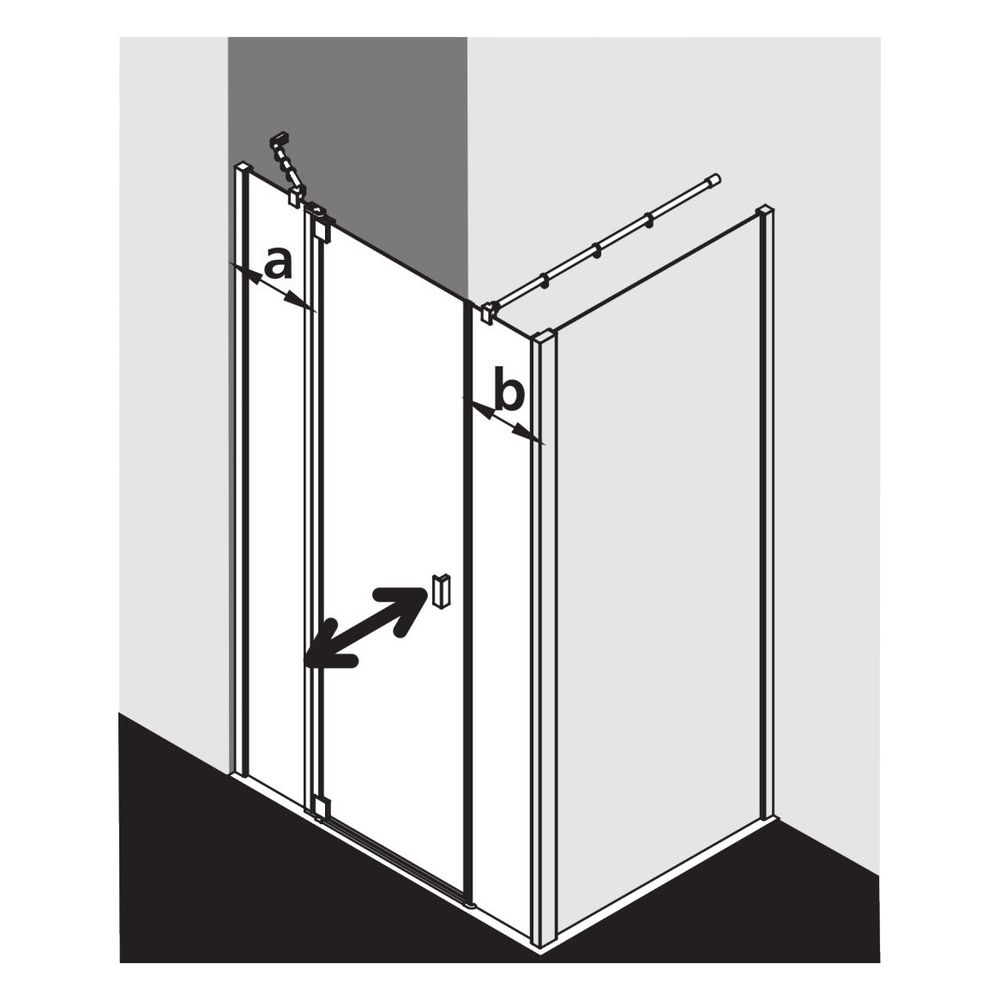 Kermi Duschkabine Raya Pendeltür 1F mit Festfeld 1AL 2000x1000x32mm ESG Klar 6mm ... KERMI-RA1AL10020VPK 4051484411529 (Abb. 14)