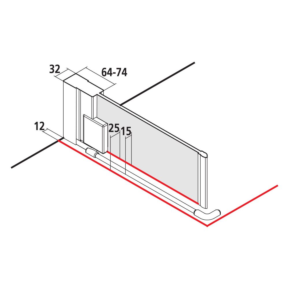 Kermi Duschkabine Raya Eckeinstieg Pendeltür Halbteil 1EL 2000x1030x32mm ESG Klar ... KERMI-RA1EL10320VAK 4051484385059 (Abb. 3)