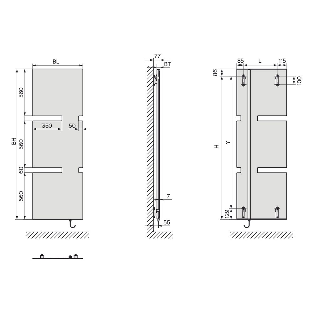 Kermi Tano-E elektrischer Designheizkörper 1180x38x600mm, FWS, 600W, Ausführung ... KERMI-SPE1A12600657XK 4063769717950 (Abb. 4)