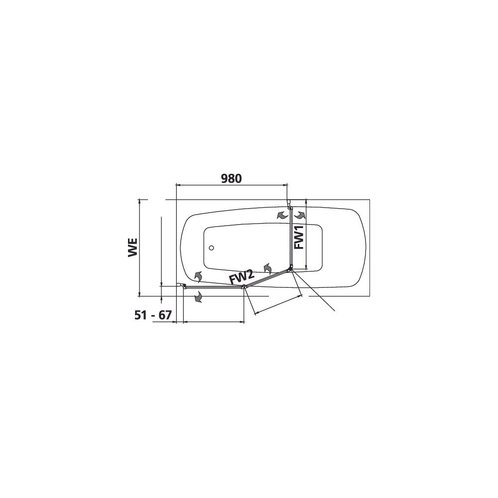 Kermi Badewannenaufsatz Vario 2000 Faltwand 2-1F Magnet. TS2 1400x750x24mm ESG Kla... KERMI-V2TS2075141PK 4046383455170 (Abb. 2)