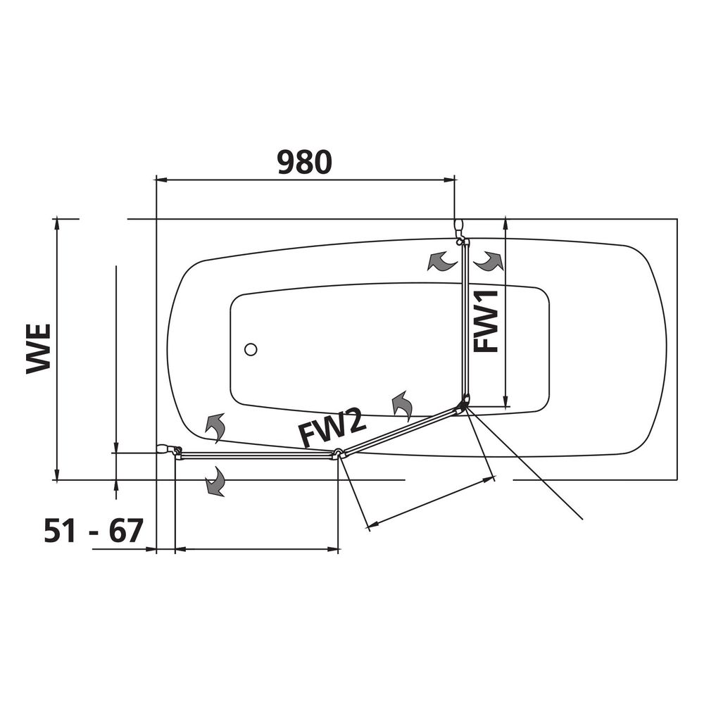 Kermi Badewannenaufsatz Vario 2000 Faltwand 2-1F Magnet. TS2 1400x750x24mm ESG Kla... KERMI-V2TS2075141PK 4046383455170 (Abb. 7)