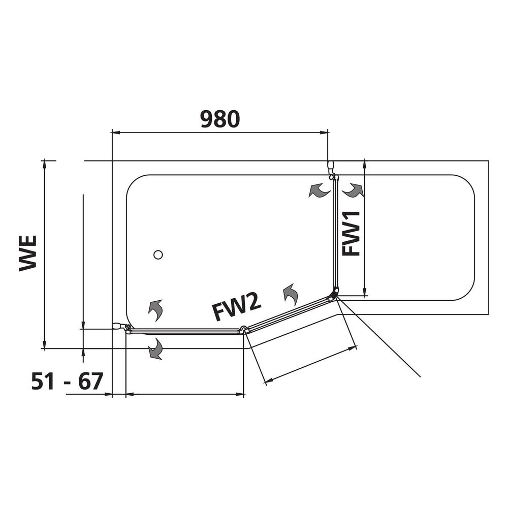 Kermi Badewannenaufsatz Vario 2000 Faltwand 2-1F Magnet. TS2 1400x750x24mm ESG Kl... KERMI-V2TS2075141PK 4046383455170 (Abb. 10)