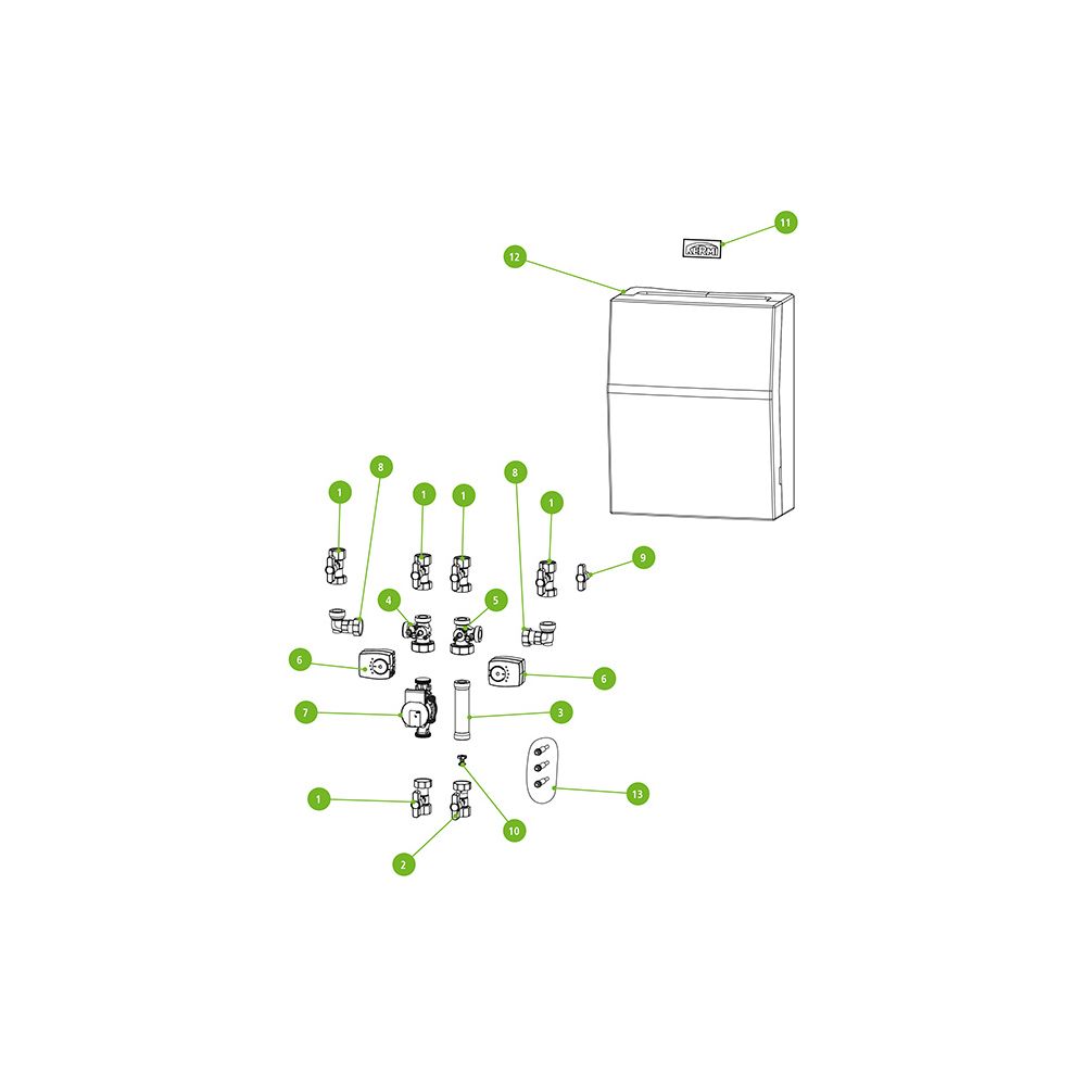 Kermi Befestigungsset für Speicherladung mit Umschaltventil, W90674... KERMI-W90674 4063769226698 (Abb. 2)