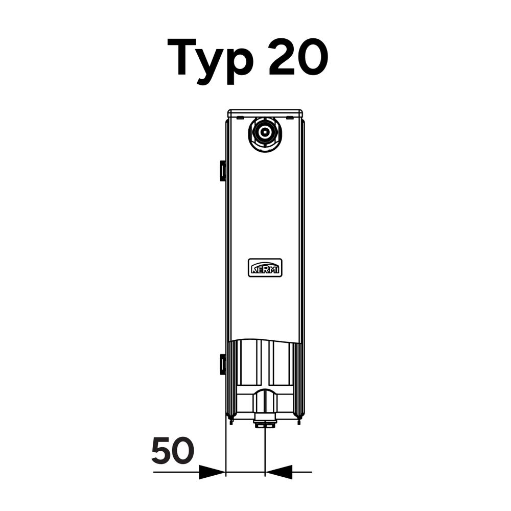 Kermi Vmulti Line Hygiene Typ 20 therm-x2 Flachheizkörper 305x102x405mm 218W Wei... KERMI-PLX200300401N1K 4063769388730 (Abb. 4)