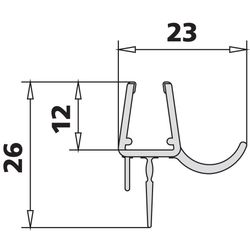 Kermi Dichtleiste PA 1601 8B x1, 3249, 985mm, mit Wasserabpralleffekt, 2534071... KERMI-2534071 4051484923114 (Abb. 1)