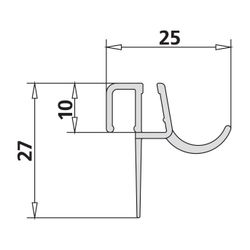 Kermi Dichtleiste 4719 201 BS x1, 4714L, 985mm, Transparent, 2534979... KERMI-2534979 4051484925651 (Abb. 1)