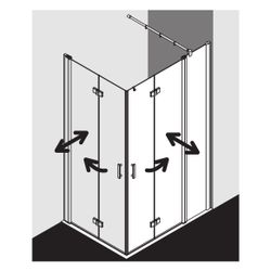 Kermi Duschkabine Diga Eckeinstieg 2T Pendel-Falttür Festfeld Halbteil F2R 1867x90... KERMI-DIF2R09018VPK 4051484123347 (Abb. 1)