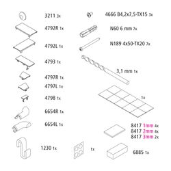 Kermi Montagekleinteile Set, EBLI038, Chrom, 2539340... KERMI-2539340 4051484928485 (Abb. 1)