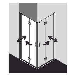 Kermi Duschkabine Liga Eckeinstieg 2T Pendel-Falttür Halbteil 2CL 2000x900x32mm ES... KERMI-LI2CL090201AK 4051484404774 (Abb. 1)