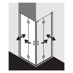 Kermi Duschkabine Liga Eckeinstieg 2T Pendel-Falttür Halbteil 2CL 2000x900x32mm ES... KERMI-LI2CL090201AK 4051484404774 (Abb. 1)