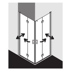 Kermi Duschkabine Liga Eckeinstieg 2T Pendel-Falttür Halbteil 2CL 2000x900x32mm ES... KERMI-LI2CL090201AK 4051484404774 (Abb. 1)