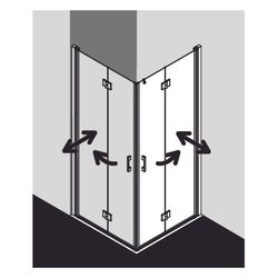 Kermi Pendeltür Liga Eckeinstieg 2T Halbteil 2CR 2000x900x32mm ESG Klar 5mm Silber... KERMI-LI2CR090201AK 4051484405412 (Abb. 1)
