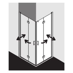 Kermi Pendeltür Liga Eckeinstieg 2T Halbteil 2CR 2000x900x32mm ESG Klar 5mm Silber... KERMI-LI2CR090201AK 4051484405412 (Abb. 1)