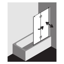 Kermi Badewannenaufsatz Liga Faltwand 2F 2PR 1500x1200x32mm ESG Klar 5mm Silber Ma... KERMI-LI2PR120151AK 4051484495703 (Abb. 1)