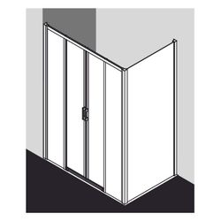 Kermi Duschkabine Liga Gleittür 4T bodenfrei Festfeld D4B 1850x1400x53mm ESG Klar ... KERMI-LID4B14018VPK 4051484439547 (Abb. 1)